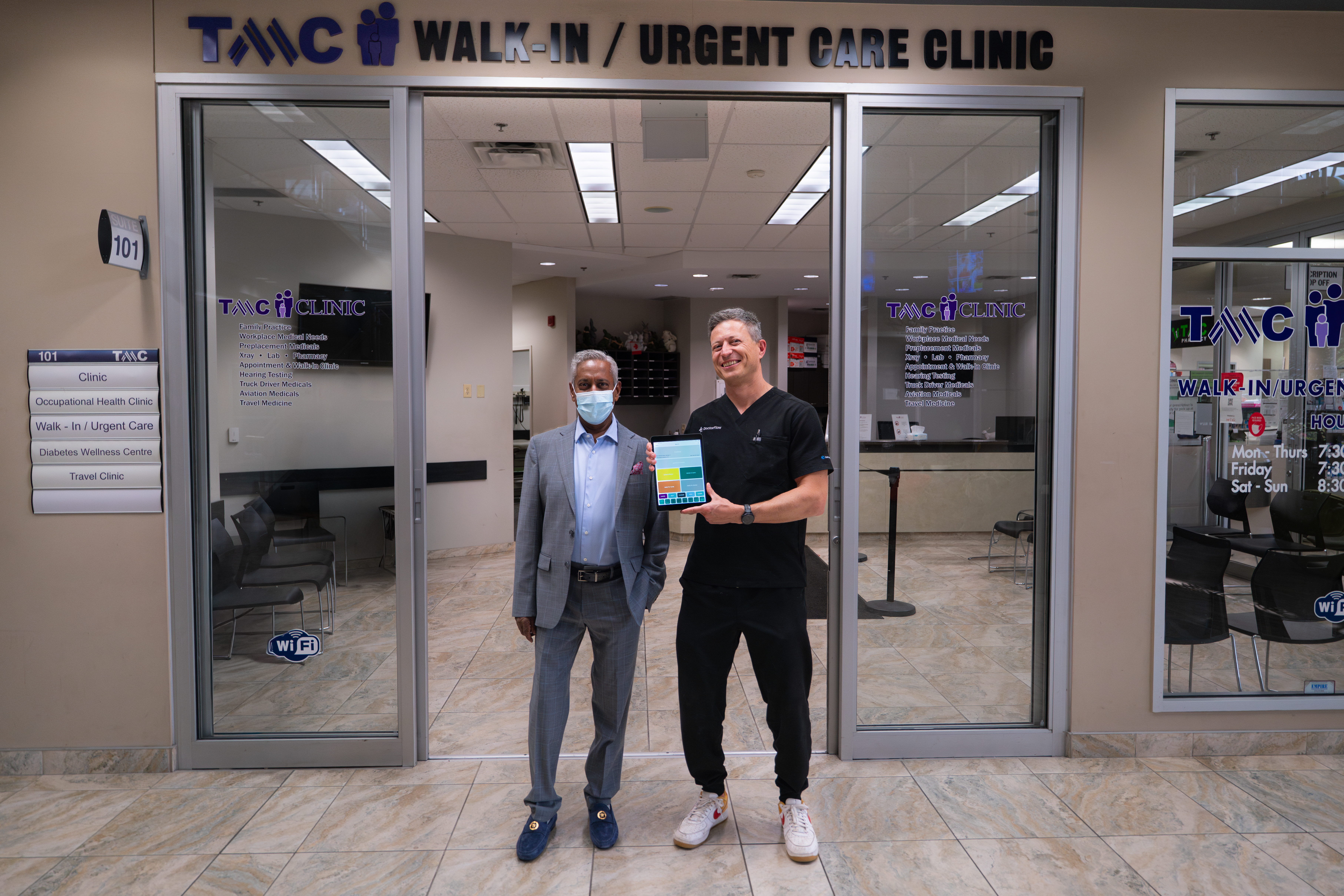 DoctorFlow install at 16-room urgent care clinic with 19 displays in Windsor